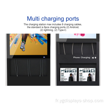 Support de brochure de station de charge de signalisation LCD mobile